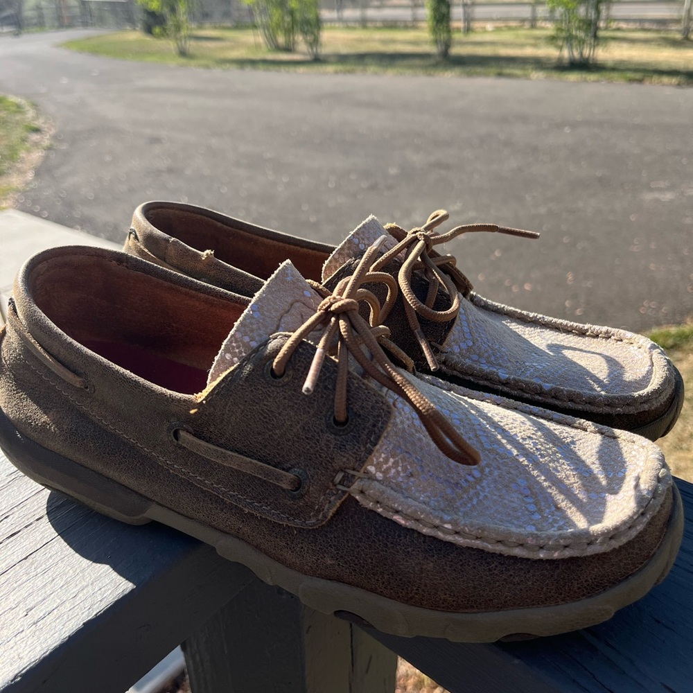 Twisted X Snakeskin Boat Shoes 8.5